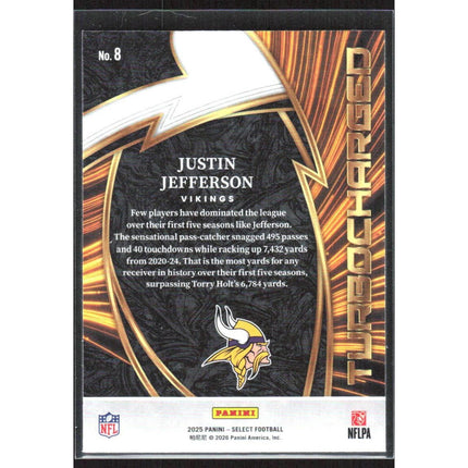 Justin Jefferson 2025 Panini Select Turbocharged #8 Minnesota Vikings