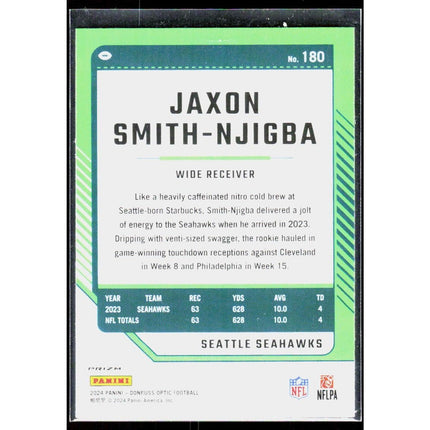 Jaxon Smith-Njigba 2024 Donruss Optic #180 Seattle Seahawks