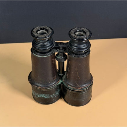 Vintage Jumelle Marine Military Binoculars France Leather Case