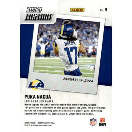 Puka Nacua 2024 Donruss Best of Panini Instant #9 Los Angeles Rams