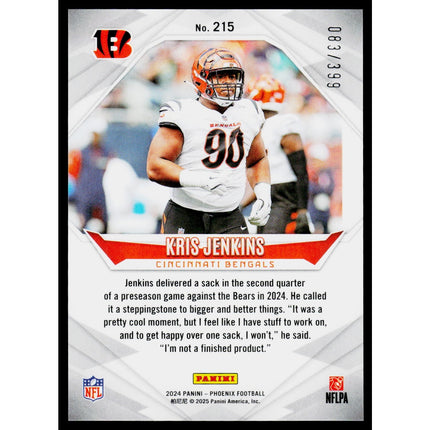 Kris Jenkins 2024 Panini Phoenix Team Helmet #215 SN,RC 083/399 Bengals