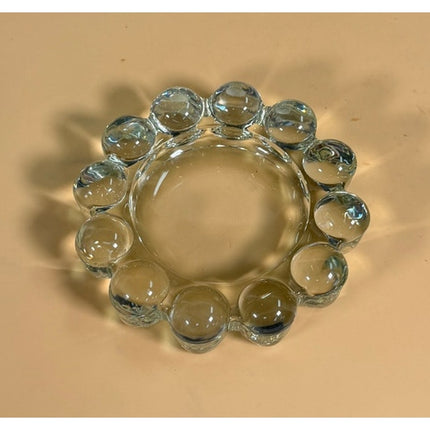 Vintage Boopie Bubble Rim Ball Pressed Glass Ashtray 5"