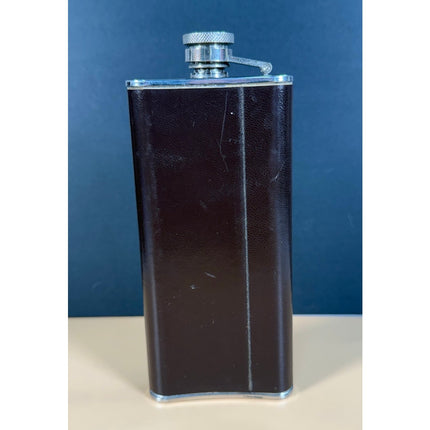 Vintage Whiskey Hip Flask 5 oz Maroon Leather Cover Monogrammed 6¼"