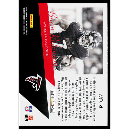 Bijan Robinson 2024 Panini Encore The Future is Now Red #4 Atlanta Falcons