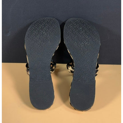 Tory Burch Miller Thong Sandal Natural Leopard Print Patent Leather W6.5 NIB