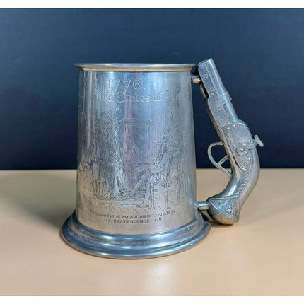Leonard Eales Pewter Tankard Flintlock Declaration Sheffield Glass Bottom Mug