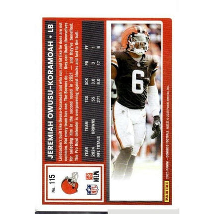 Jeremiah Owusu-Koramoah 2025 Donruss Press Proofs Blue #115 Cleveland Browns
