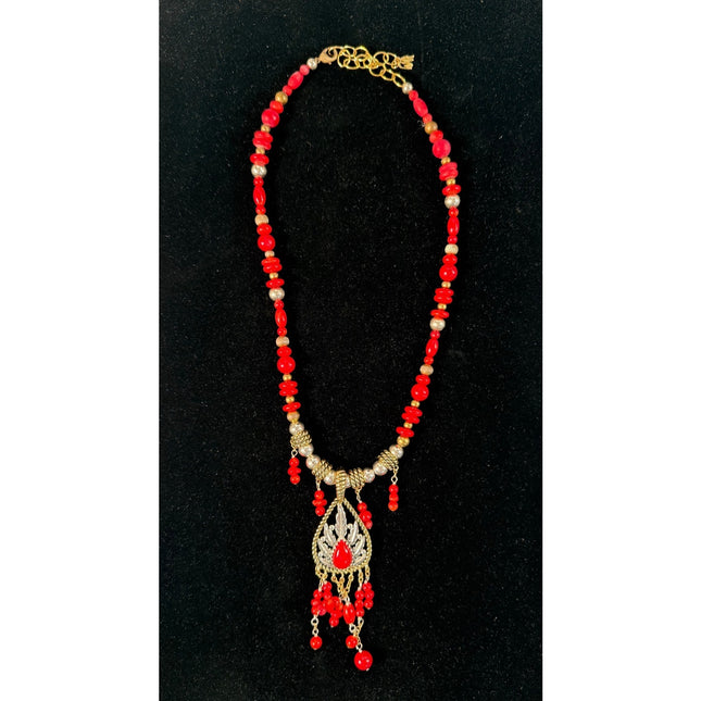 Carolyn Pollack American West Sterling Silver & Brass Red Coral Necklace 18”