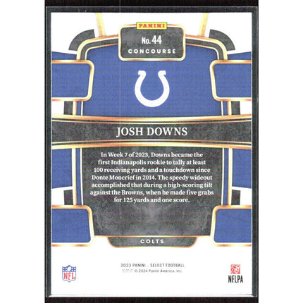 Josh Downs 2023 Panini Select #44 RC Indianapolis Colts