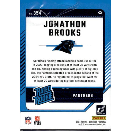 Jonathon Brooks 2024 Donruss #354 RC Carolina Panthers