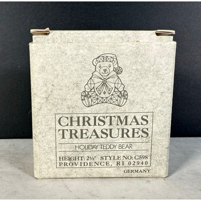 Gorham Crystal Christmas Treasures Teddy Bear Ornament Vintage w/ Original Box