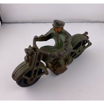 1930’s Cast Iron Hubley Patrol Cycle – 6 3/4" – Vintage Motorcycle Toy