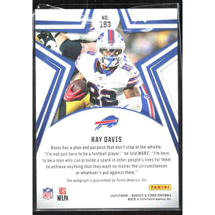 Ray Davis 2024 Panini Rookies & Stars Signatures Longevity #183 SN,AU Bills