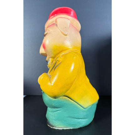 Clown Pig 11" Carnival Chalkware Figurine with Sparkles Vintage