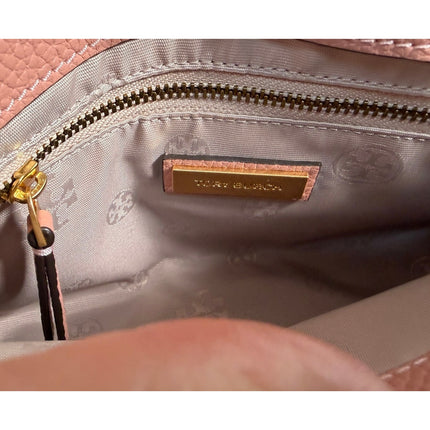 Tory Burch Britten Flap Shoulder Bag Leather Pink Moon $458 MSRP