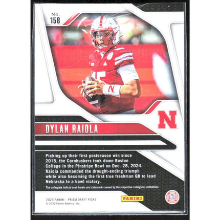 Dylan Raiola 2025 Panini Prizm Draft Picks #158 Nebraska Cornhuskers