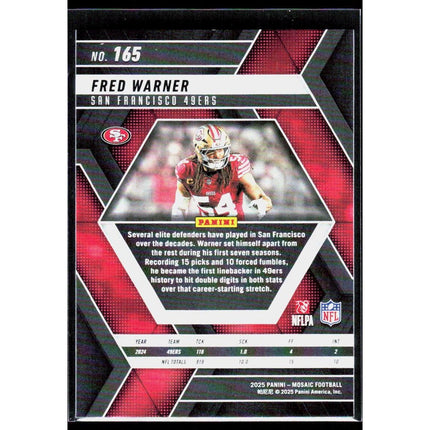 Fred Warner 2025 Panini Mosaic #165 San Francisco 49ers