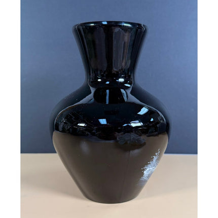 Westmoreland Glass Black Vase 7" Mary Gregory Vintage Art Glass Collectible