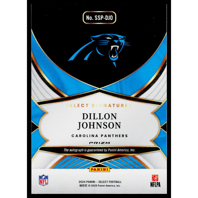 Dillon Johnson 2024 Panini Select Select Sig Blue #SSP-DJO SN,AU 03/99 Panthers