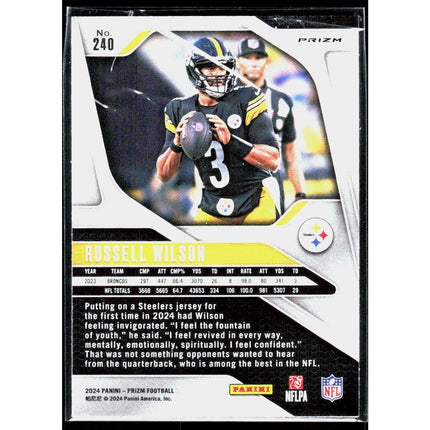 Russell Wilson 2024 Panini Prizm Orange Disco Prizm #240 Pittsburgh Steelers