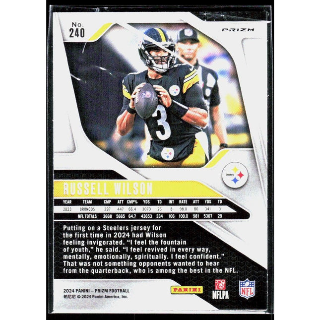 Russell Wilson 2024 Panini Prizm Orange Disco Prizm #240 Pittsburgh Steelers