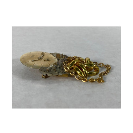 1993 JJ Jonette Handcrafted Watch Timepiece Brooch – 2.5" Vintage Pin