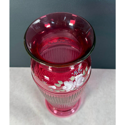 Fenton Cranberry Ruby 10" Vase – Signed C. Smith