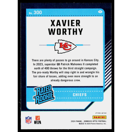 Xavier Worthy 2024 Donruss Optic Green Velocity #300 Kansas City Chiefs