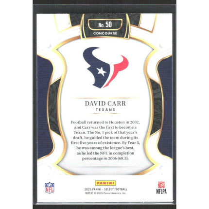 David Carr 2025 Panini Select #50 Houston Texans