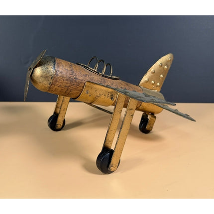 Handmade Wooden and Metal Airplane Desk Model Decorative Aircraft