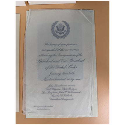 1961 Kennedy Johnson Presidential Inaugural Ceremonies Congress Invite Tickets