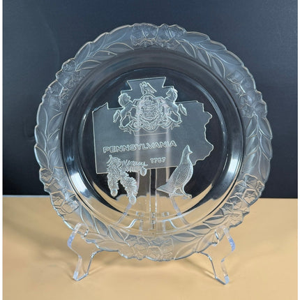 Fostoria Our American State Pennsylvania 9" Glass Plate Souvenir