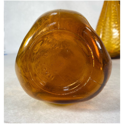 MCM Empoli Amber Glass Genie Decanters w/ Stoppers Italy 22.5" Tall