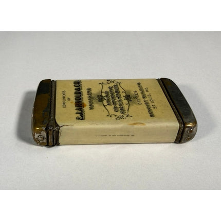 E.J. Arnold Racing Stables Souvenir Match Safe Holder Vintage 3"
