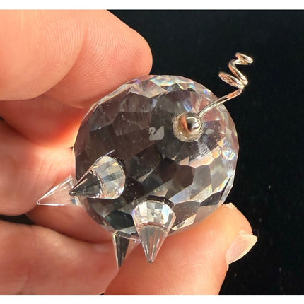 Swarovski Crystal 2 1/4" Pig Figurine Barnyard Friends Signed Silver Tail