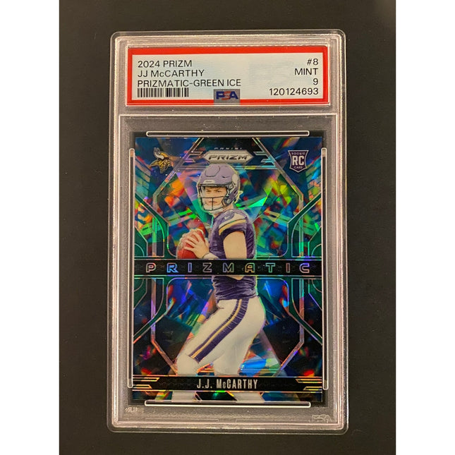 JJ McCarthy 2024 Prizm Vikings Prizmatic PSA 9