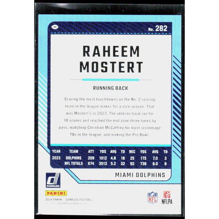 Raheem Mostert 2024 Donruss Press Proof Blue #282 Miami Dolphins