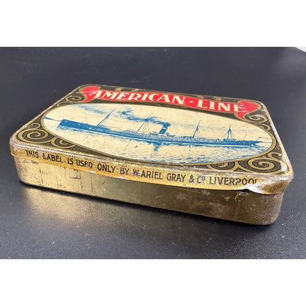 Vintage American Line Cigarette Tin Collectible Metal Box