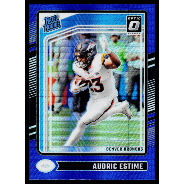 Audric Estime 2024 Donruss Optic Blue Hyper #206 Denver Broncos