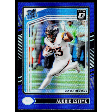 Audric Estime 2024 Donruss Optic Blue Hyper #206 Denver Broncos