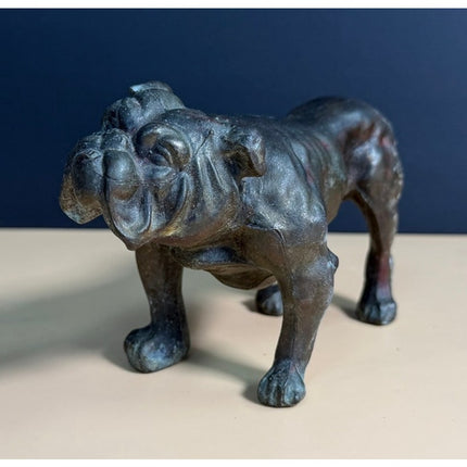 Early Cast Metal Bulldog Figurine 7" Statue
