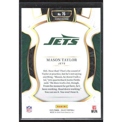 Mason Taylor 2025 Panini Select #76 RC New York Jets