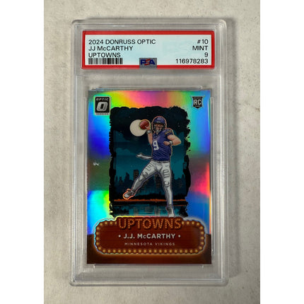 J.J. McCarthy 2024 Dunross Optic 10 Vikings Uptown PSA 9 Mint