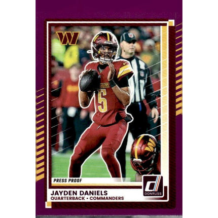 Jayden Daniels 2025 Donruss Press Proofs Blue #28 Washington Commanders