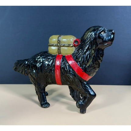Cast Iron Newfoundland Dog Still Bank Coin Bank Great Paint 8"