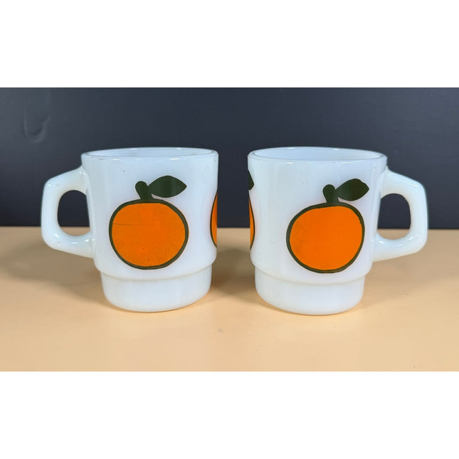 Vintage Anchor Hocking Orange Fruit Coffee Milk Mug