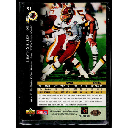 Heath Shuler 1995 Upper Deck #91 Washington Redskins