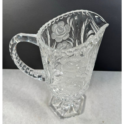 Bleikristall Lead Crystal Footed Pitcher 10 3/4" Frosted Roses Hand-Cut