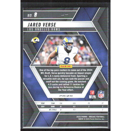 Jared Verse 2025 Panini Mosaic Silver #8 Los Angeles Rams