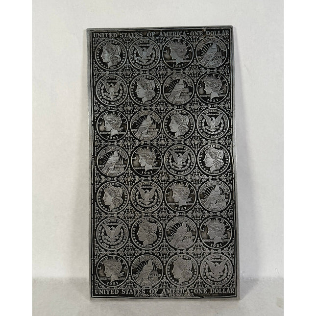Wilton Morgan & Peace Silver Dollar Rectangular Display Plaque Trivet Hot Plate